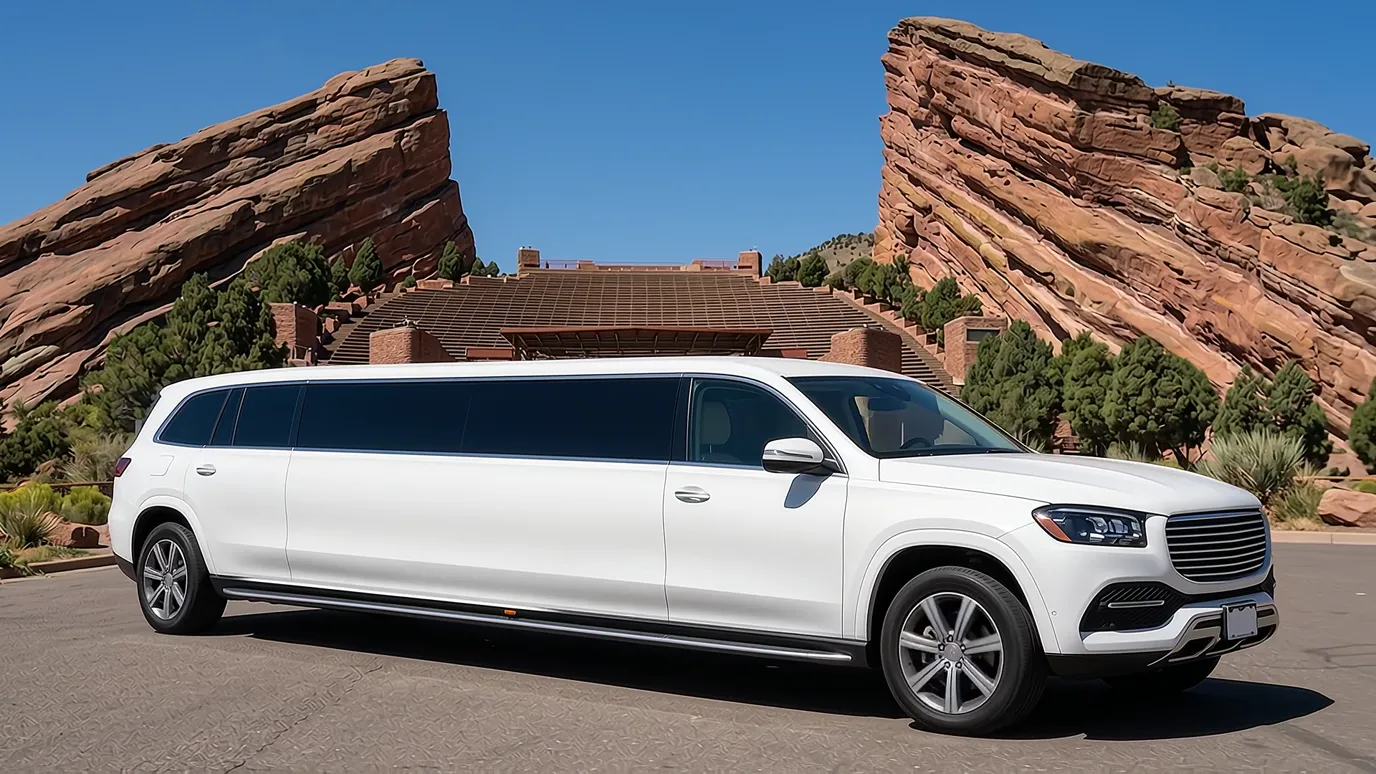 Berthoud white Mercedes GLS 18 passenger stretch limo
