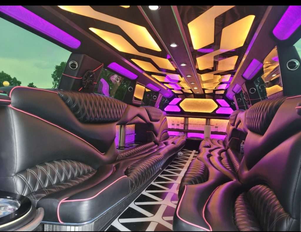 White 20-passenger Escalade stretch limo in Berthoud
